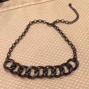 Metal linked necklace with diamonds. (Not Real) 😜 but looks great on!!